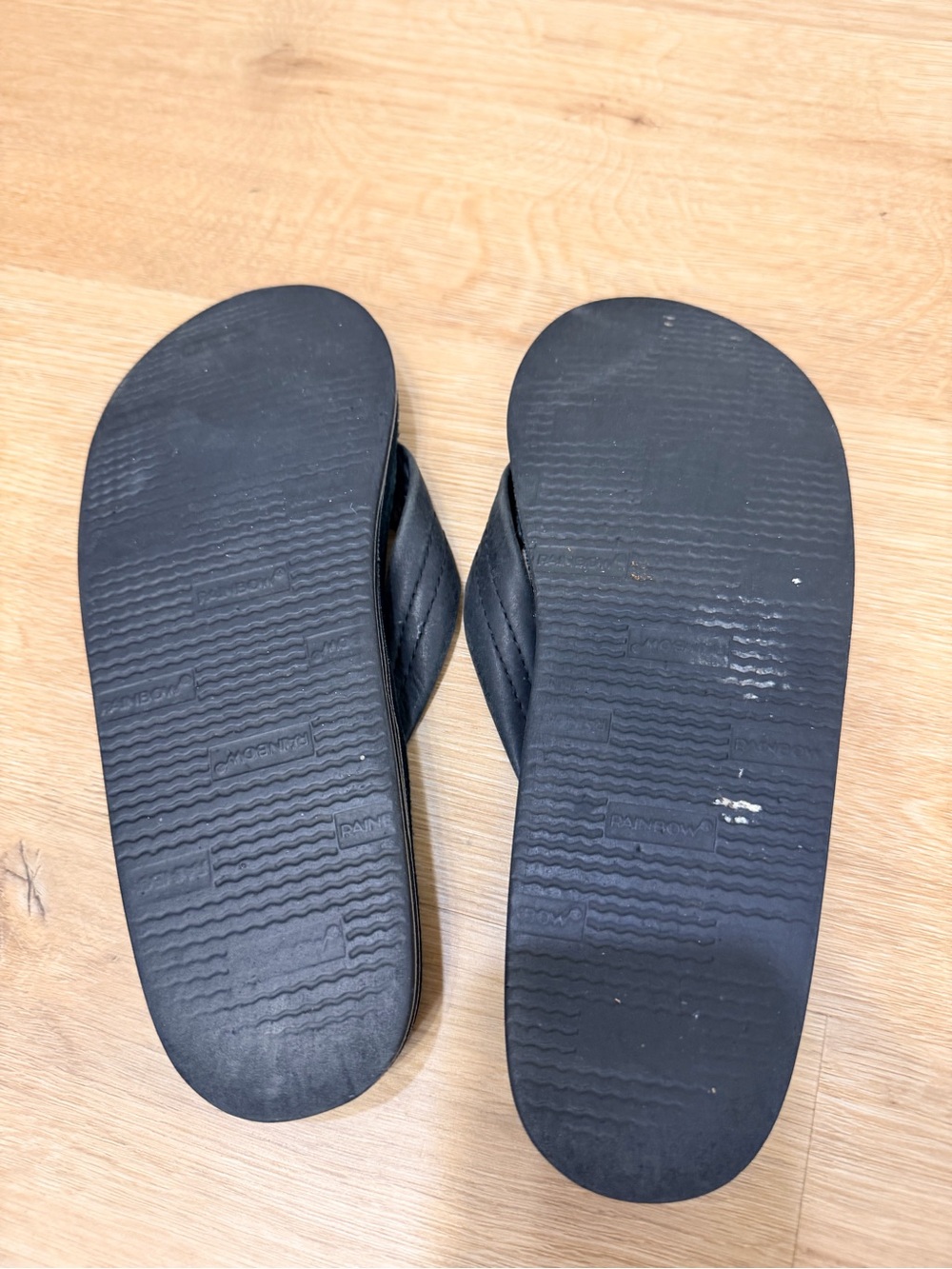 Rainbow Black Women’s Leather Flip Flops with Woven Straps - Picture 4 of 5